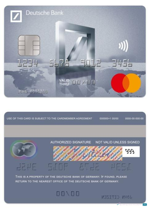 Download Germany Deutsche Bank travel mastercard Photoshop template